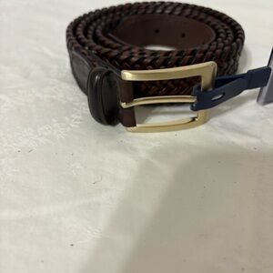 brown braided leather belt with a silver-tone buckle. NWT